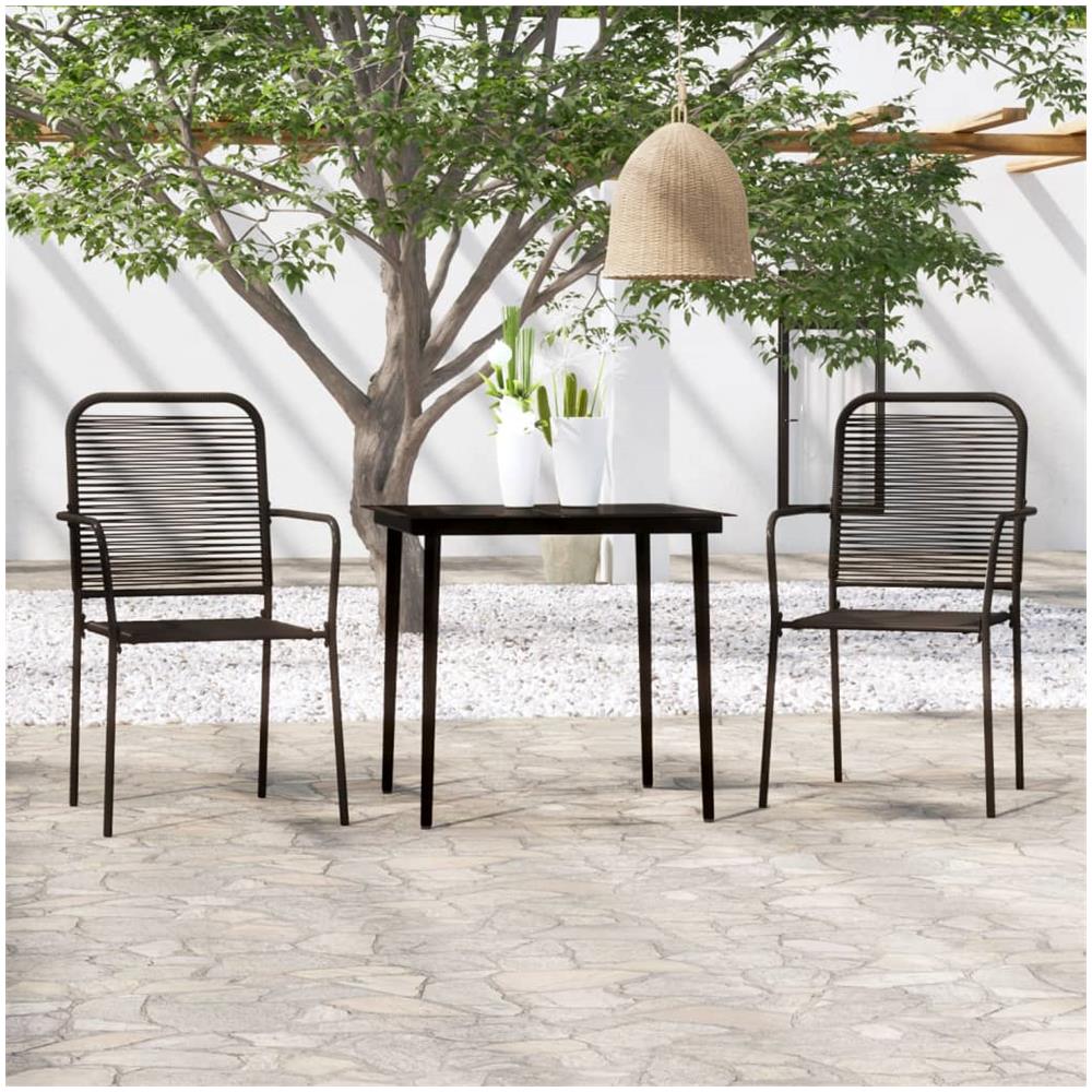 Set Mobili Da Pranzo Per Giardino 3 Pz Nero - Foto 1
