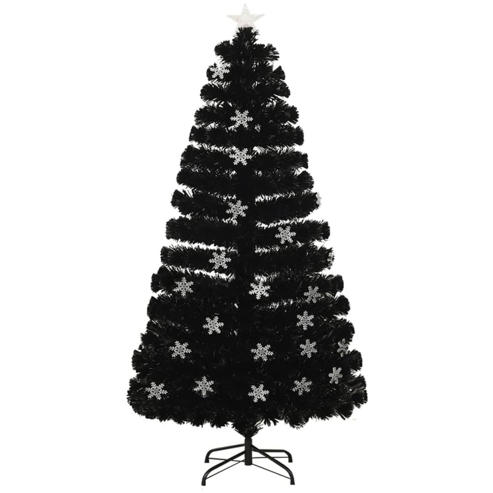 Albero Natale Con Fiocchi Di Neve A Led Nero 120cm Fibra Ottica - Foto 2