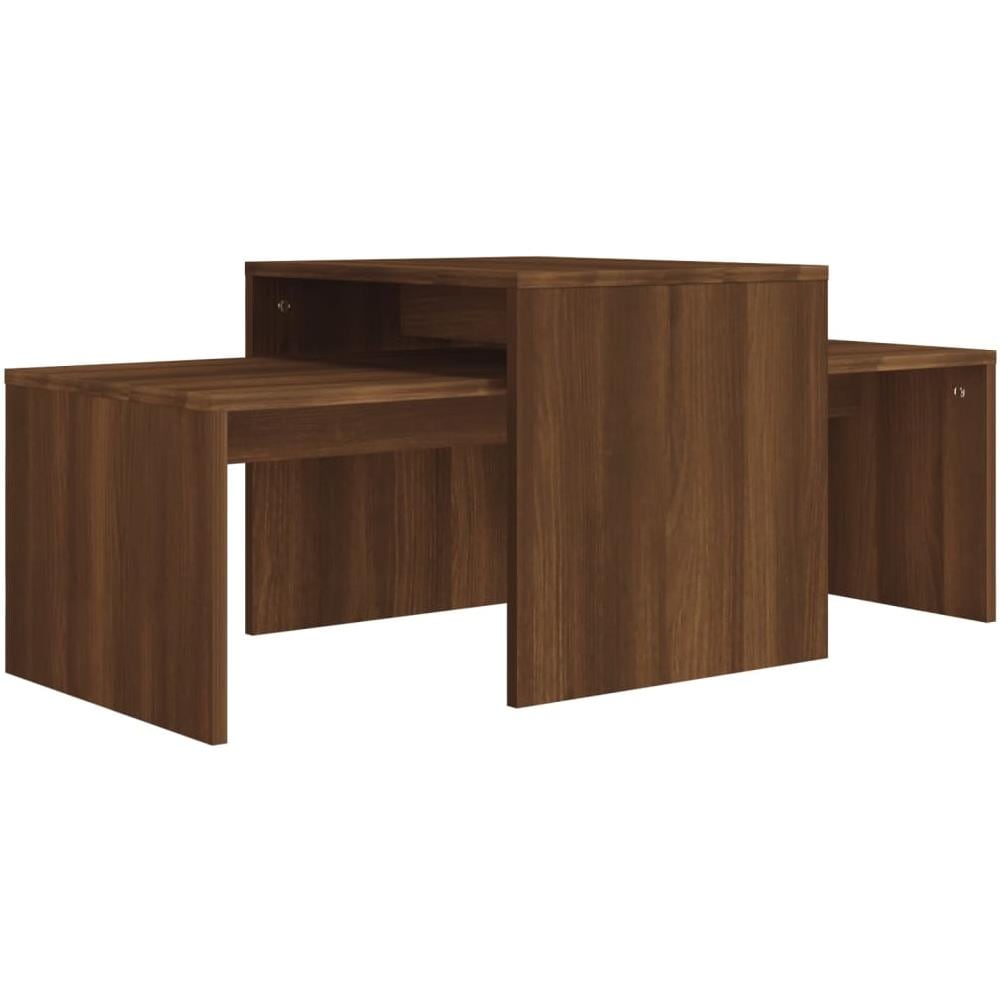 Set Di Tavolini Rovere Marrone 100x48x40 Cm Legno Multistrato - Foto 1
