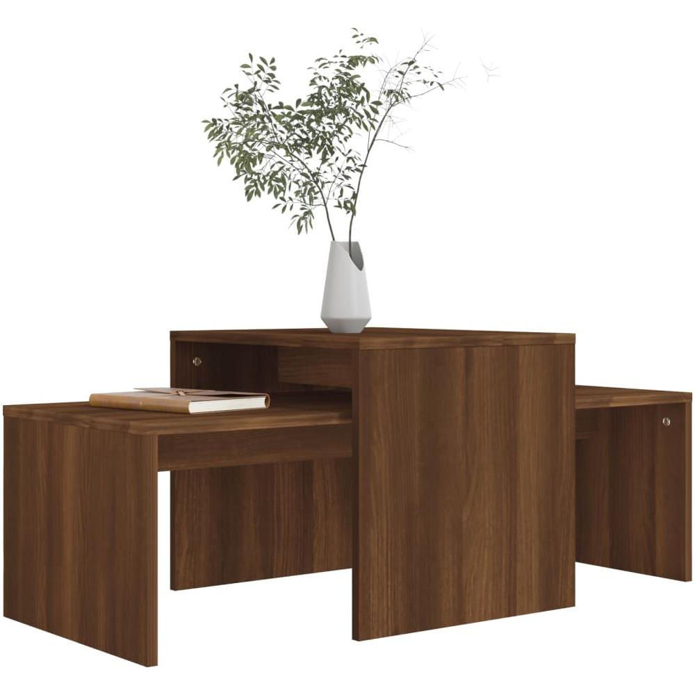 Set Di Tavolini Rovere Marrone 100x48x40 Cm Legno Multistrato - Foto 2