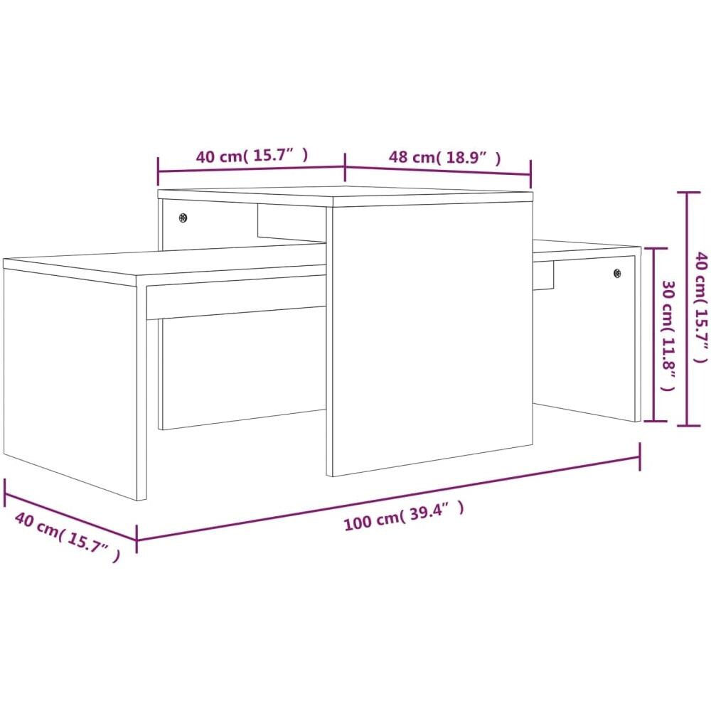 Set Di Tavolini Rovere Marrone 100x48x40 Cm Legno Multistrato - Foto 5
