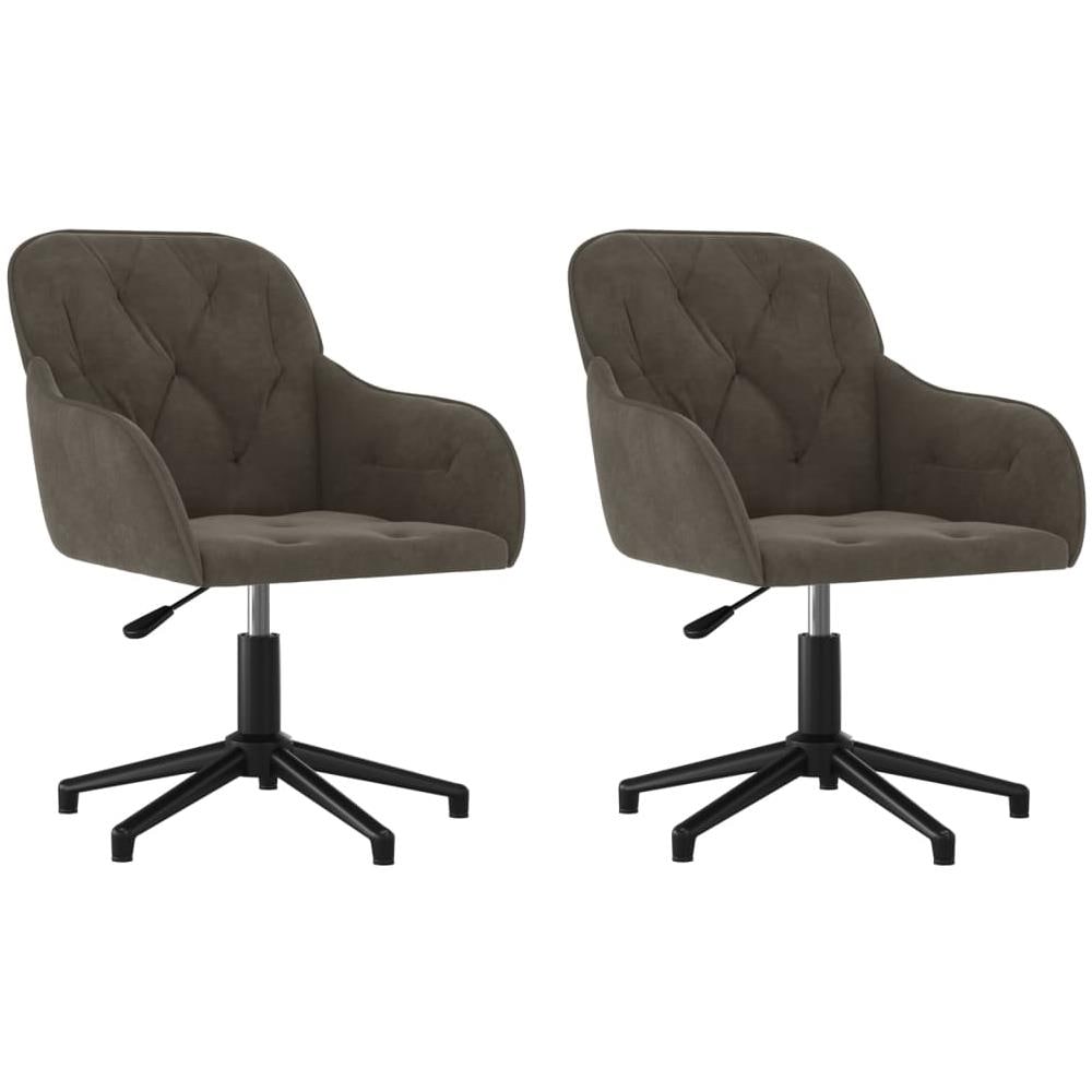 Sedie Da Pranzo Girevoli 2 Pz Grigio Scuro In Velluto - Foto 2