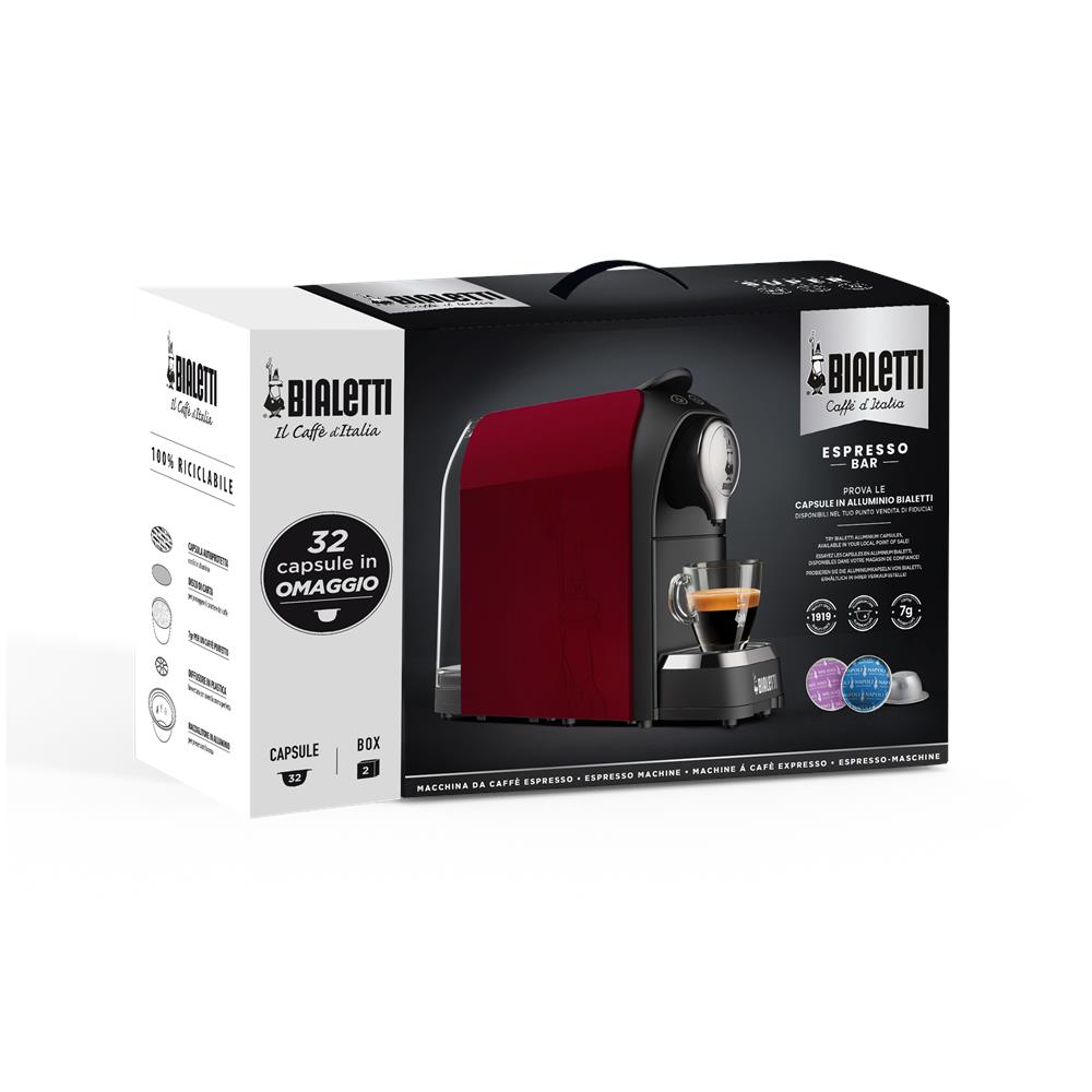 Macchina da Caffè Espresso Automatica Bundle Super Serbatoio 0.4 Lt. Potenza 1200 Watt Colore Rosso + 32 Capsule - Foto 2