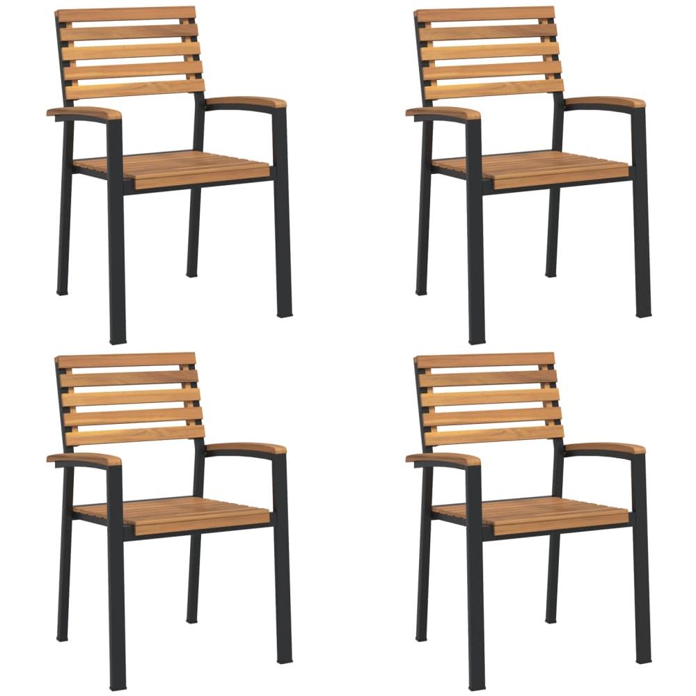 Set Pranzo Da Giardino 5 Pz Legno Massello Di Acacia E Metallo - Foto 3