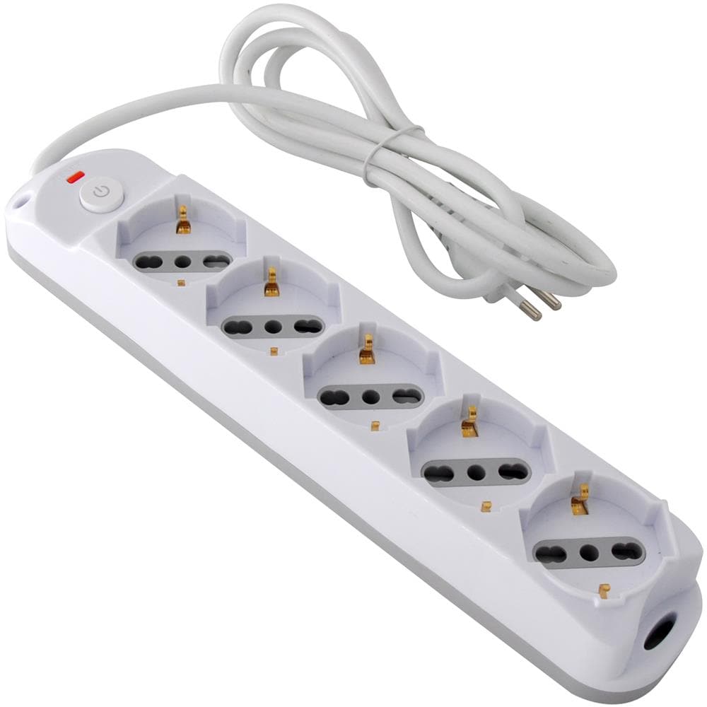 Presa Multipla A 5 Posti Italiana Bipasso /schuko Spina 10a - Foto 3