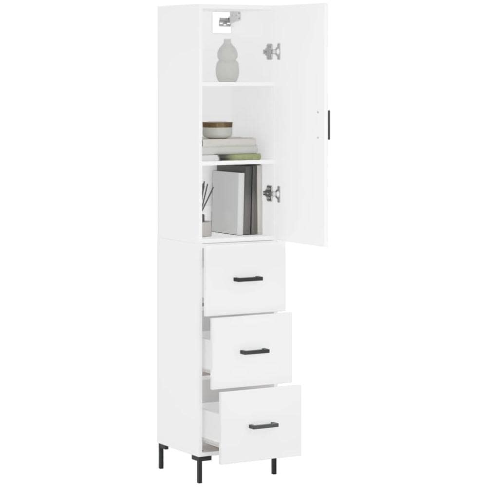 Credenza Bianca 34,5x34x180 Cm In Legno Multistrato - Foto 3