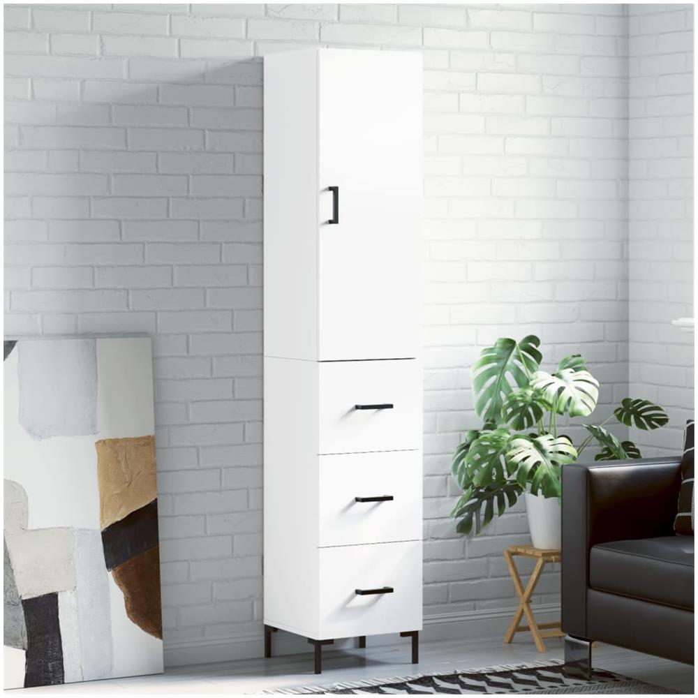 Credenza Bianca 34,5x34x180 Cm In Legno Multistrato - Foto 1