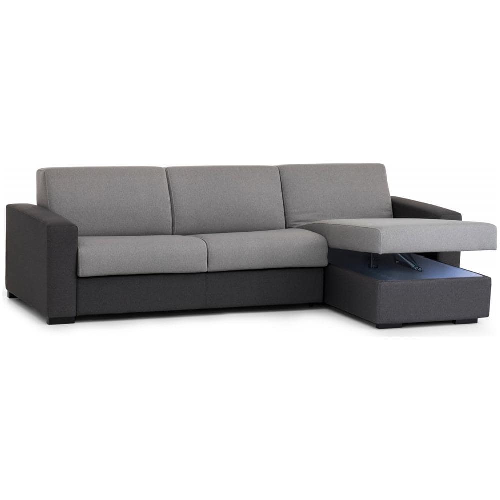 Divano Letto Alicya, Divano Ad Angolo, 100% Made In Italy, Sofà Con Apertura Girevole, Con Penisola Contenitore Reversibile, Con Braccioli Standard, Cm 280x95h90, Grigio E Antracite - Foto 4