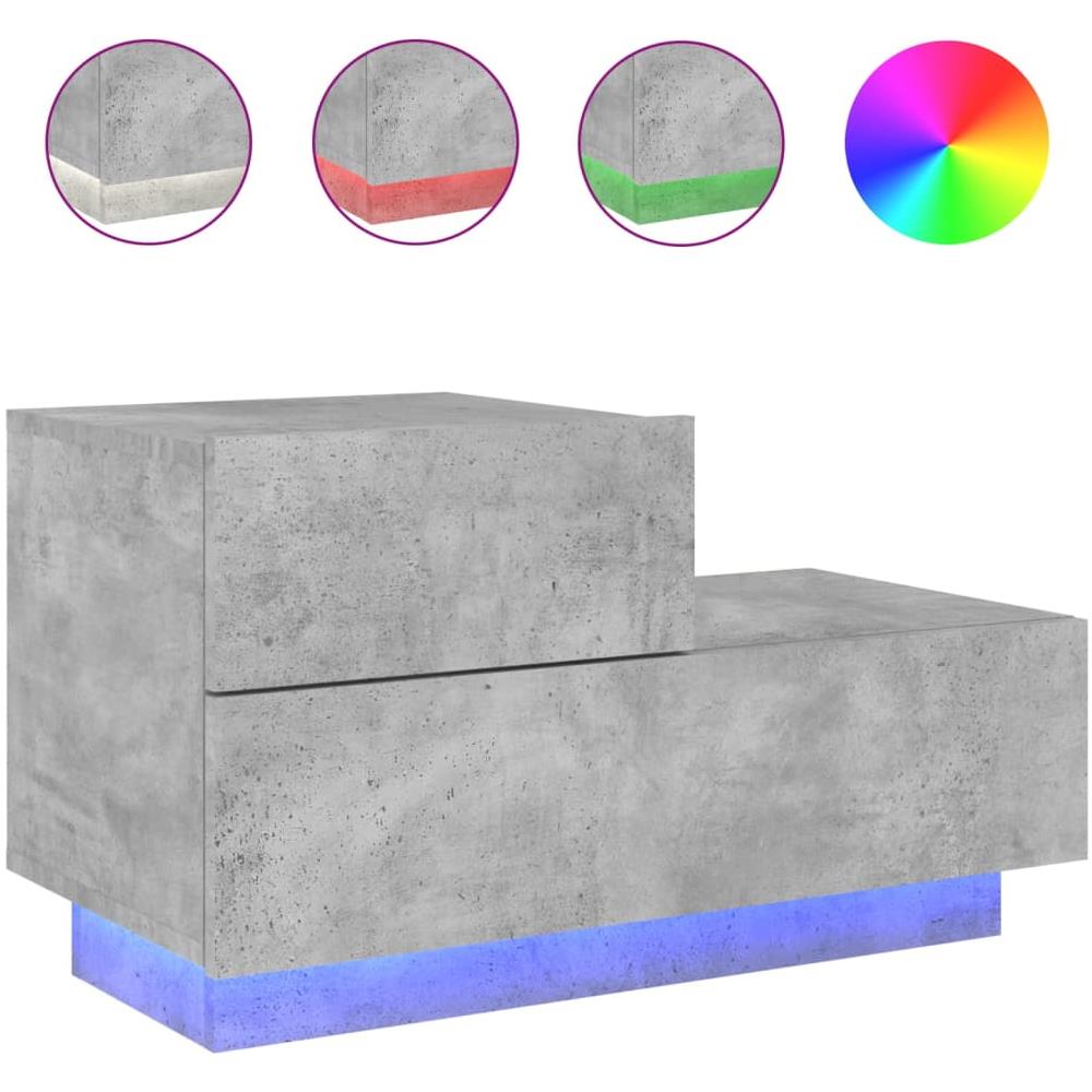 Comodino Con Luci Led Grigio Cemento 70x36x40,5 Cm - Foto 2