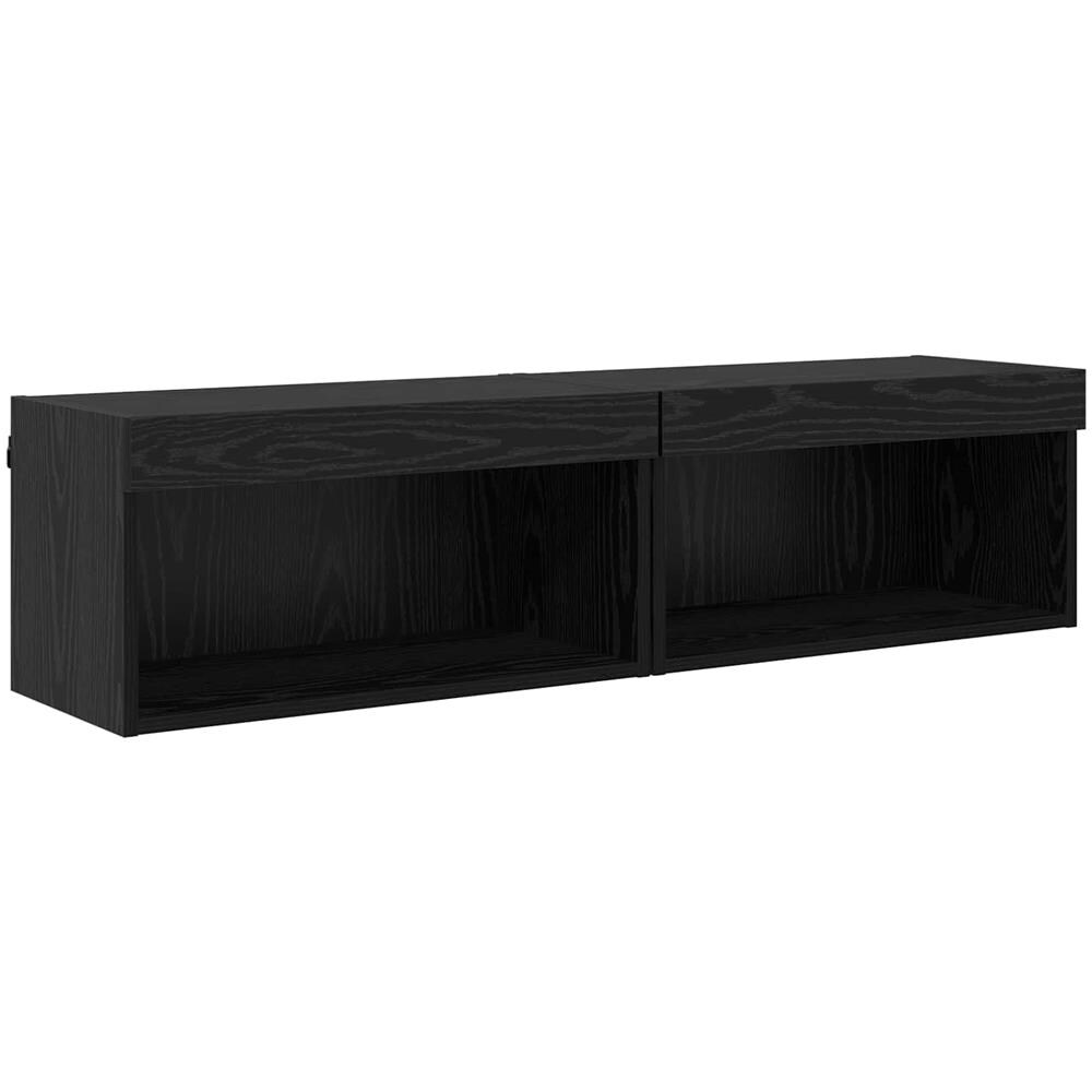 Unità TV da Parete 6 pcs Rovere Nero Legno multistrato - Foto 8