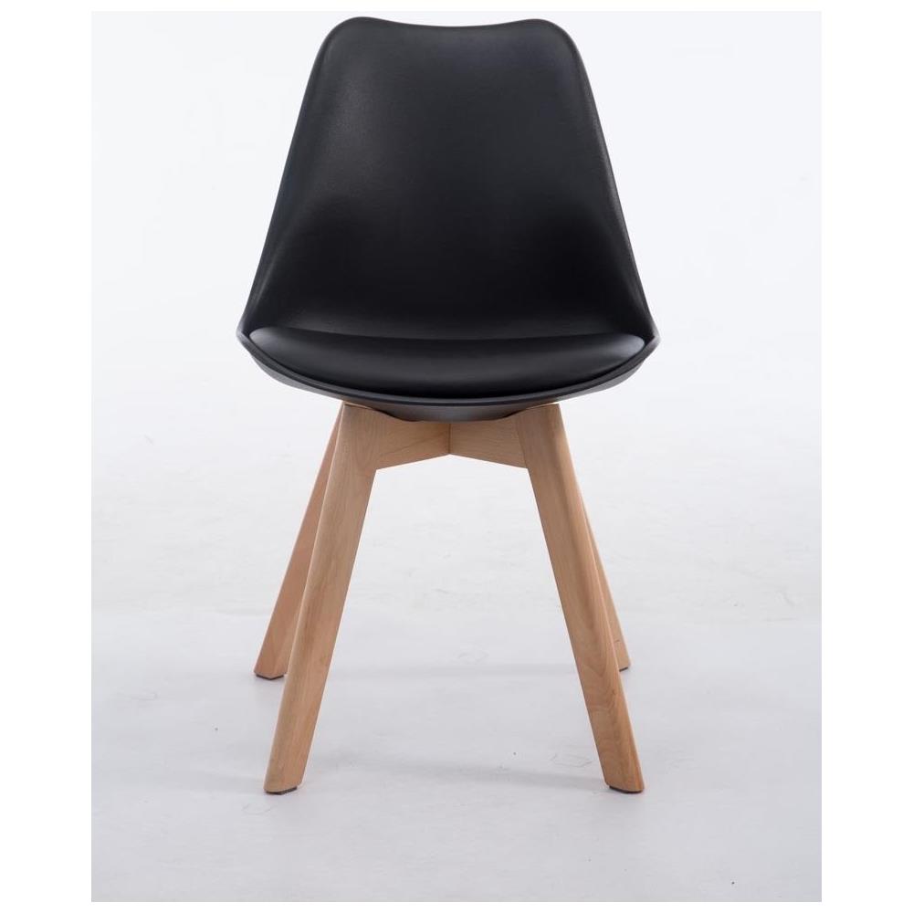 Sedia Imbottita Nera Con Gambe In Legno Per Interno Sala Da Pranzo Salotto Cucina Ufficio - Foto 2