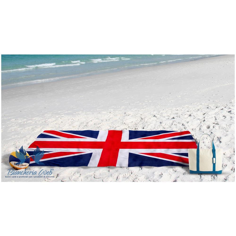 Telo Mare Stampato In Spugna Disegno Bandiera Uk 86x160 Bandiera Uk - Foto 1