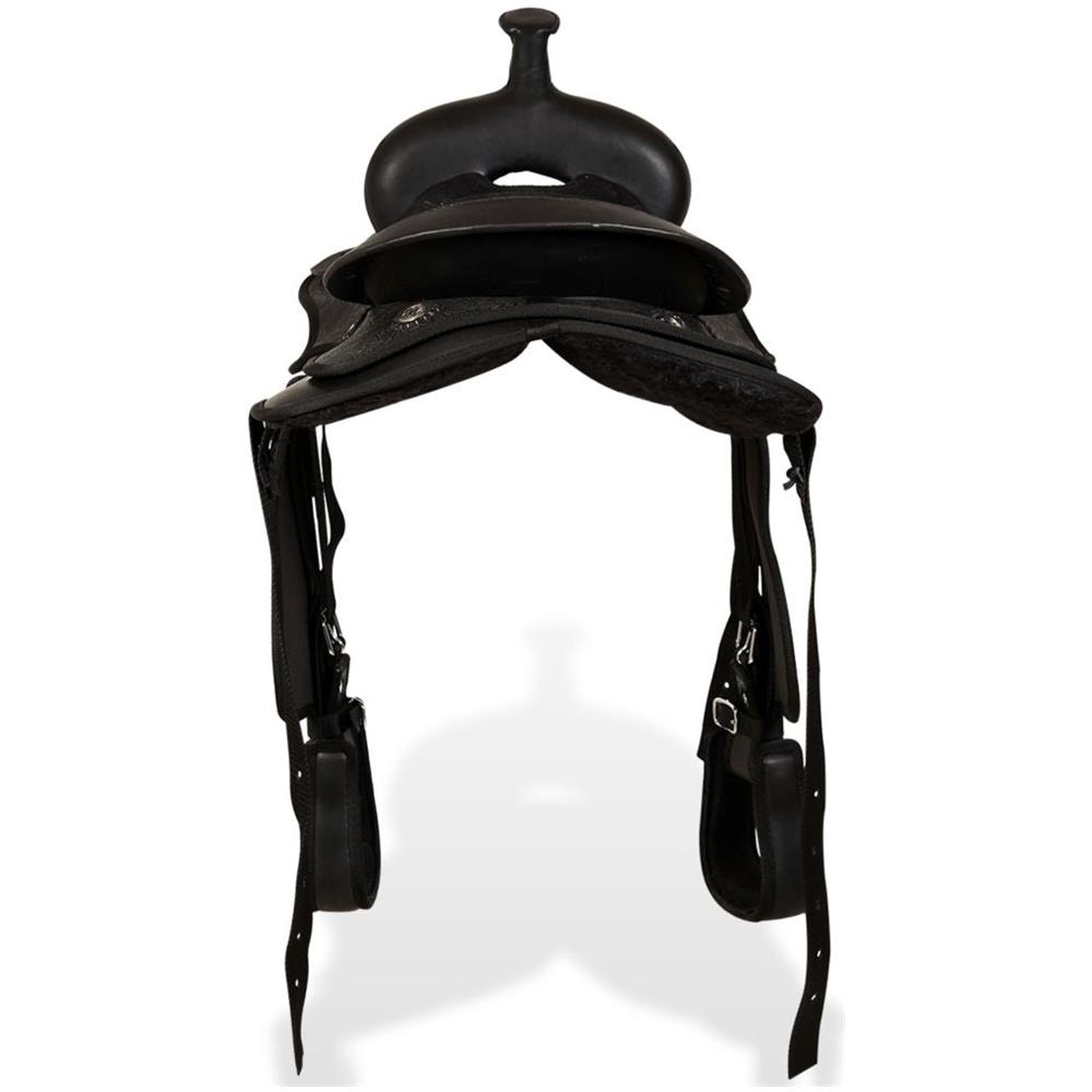 Sella Western Testiera E Pettorale In Vera Pelle 13"" Nero - Foto 7