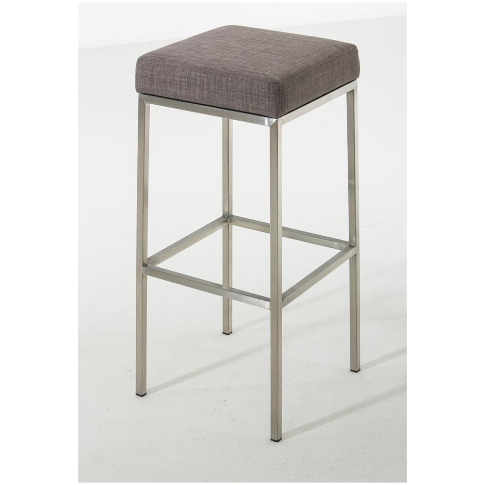 Sgabello Bar Senza Schienale MONTREAL in Tessuto - Sgabello Bancone Imbottito in Acciaio Inox H85 cm I Sedia Bar con Poggiapiedi grigio Base acciaio inox - Foto 2
