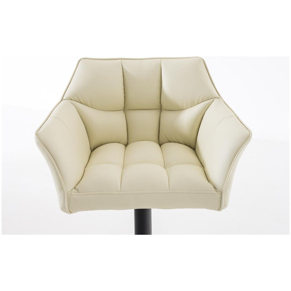 Sgabello Alto Regolabile Damaso in Similpelle I Sgabello Bancone con Braccioli E Schienale Imbottiti E Poggiapiedi, H 58-83 CM Crema Nero - Foto 5