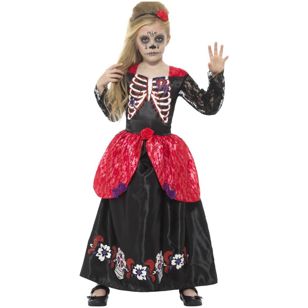 Costume Principessa Dia De Los Muertos Bambina - Taglia: 10 - 12 Anni (145/158 Cm) - Foto 1