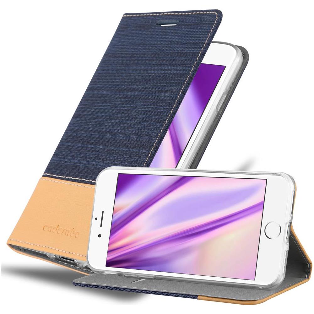 Custodia Compatibile Con Apple Iphone 6 / Iphone 6s In Blu Scuro Marrone - Coperchio Protettiva Con Chiusura Magnetica, Funzione Stand E Tasca Per Le Carte - Foto 1