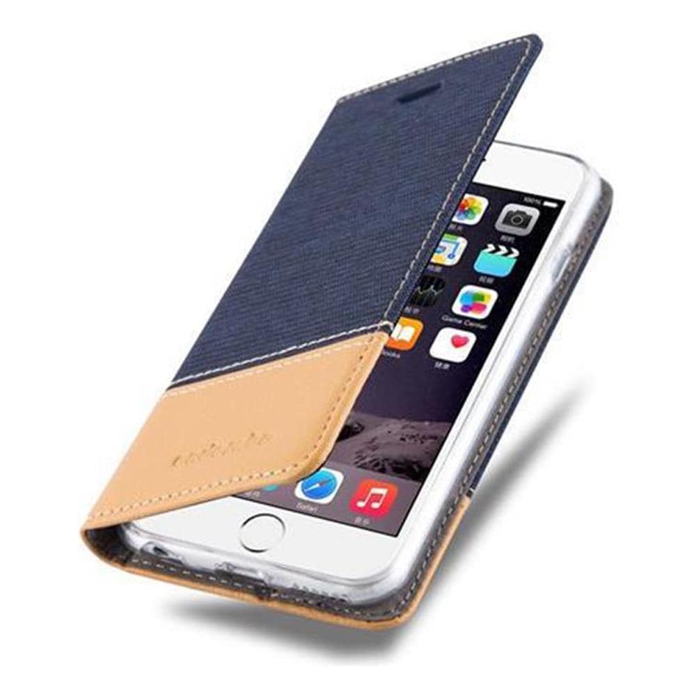 Custodia Compatibile Con Apple Iphone 6 / Iphone 6s In Blu Scuro Marrone - Coperchio Protettiva Con Chiusura Magnetica, Funzione Stand E Tasca Per Le Carte - Foto 8