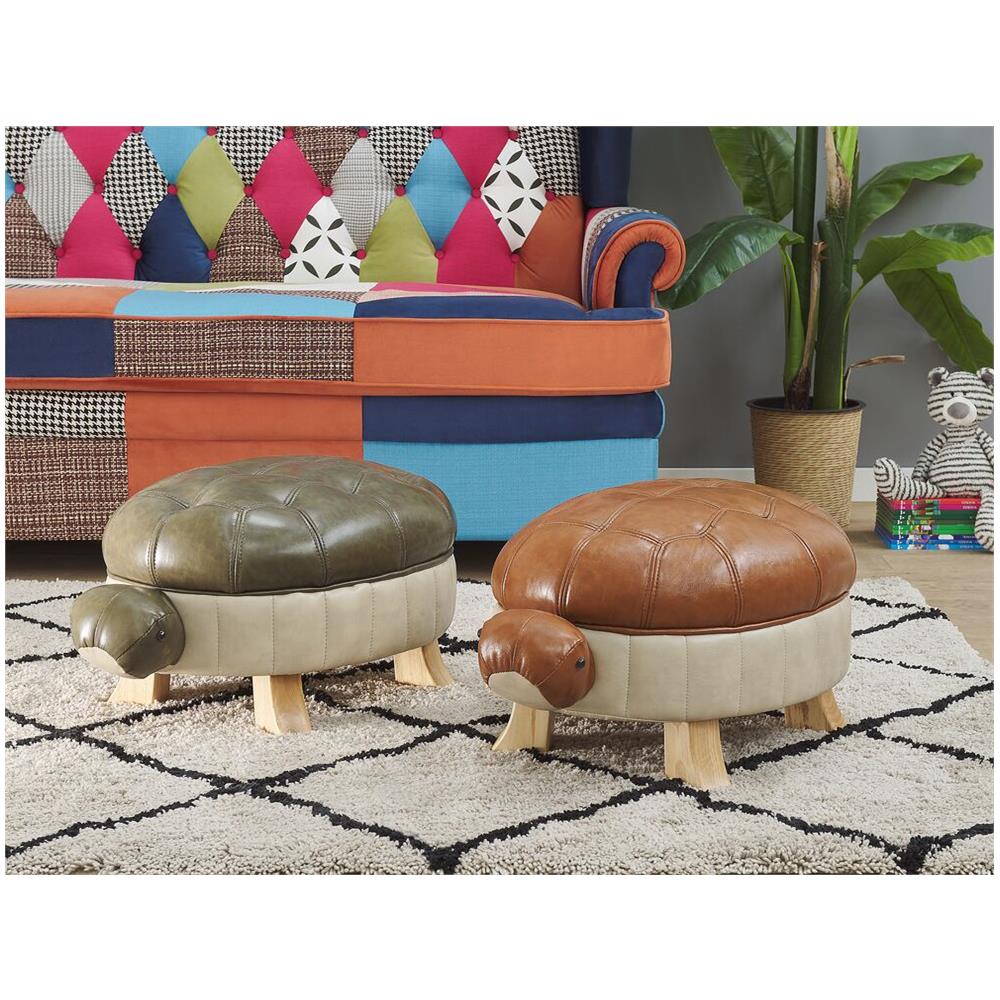Pouf Animaletto In Ecopelle Verde Scuro Turtle - Foto 2