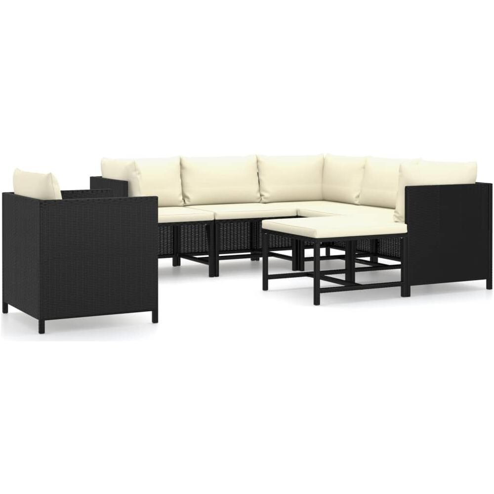 Set Divani Da Giardino 7 Pz Con Cuscini In Polyrattan Nero - Foto 2