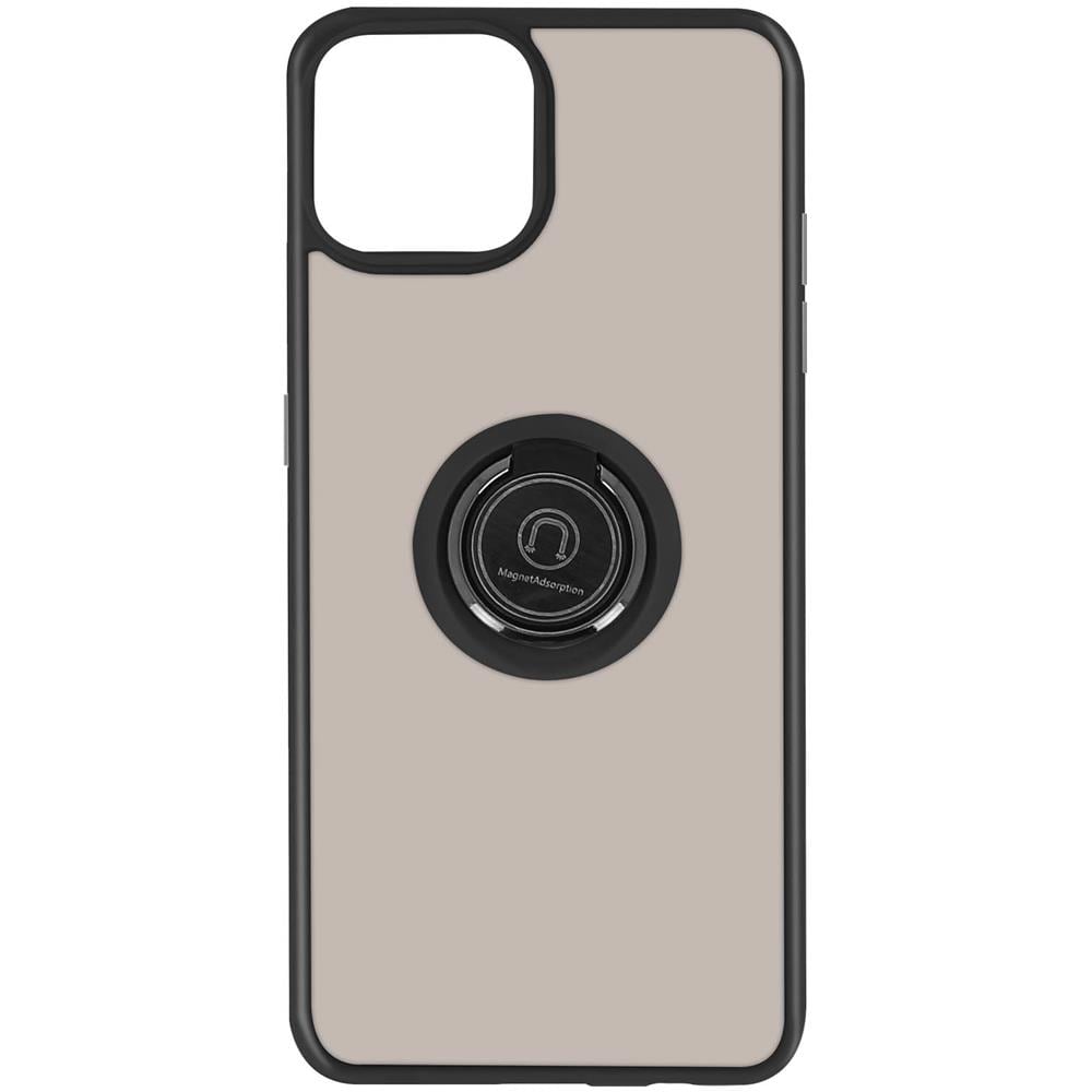 Cover Apple Iphone 13 Pro Max Bimateriale Anello Supporto Metallico Nera - Foto 1