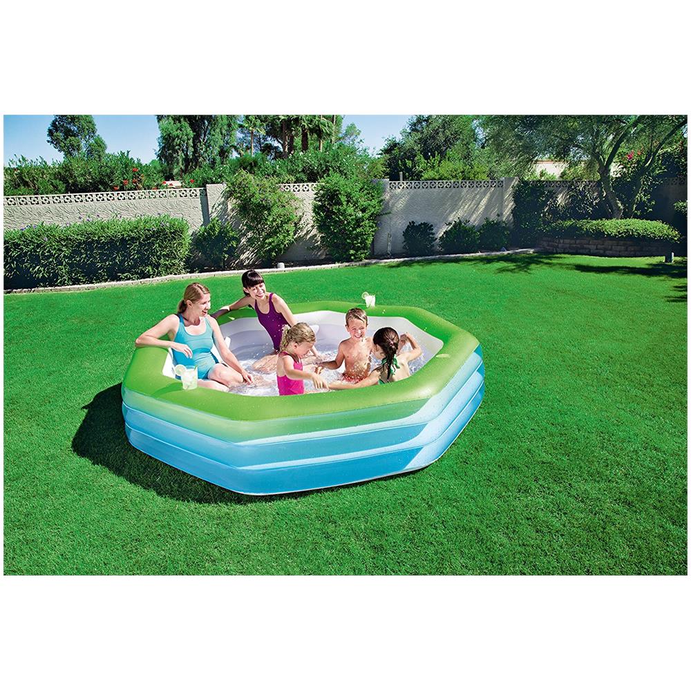 54119 Piscina gonfiabile Ottagonale 1030L Blu, Verde piscina fuori terra - Foto 7