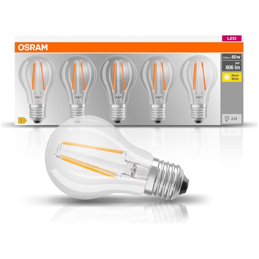 Lampada Led - E27 - Bianco Caldo - 2700 K - 6,50 W - Sostituisce Lampade Ad Incandescenza 60w - Chiara - Led Base Classic A - Confezione Da 5 - Foto 2