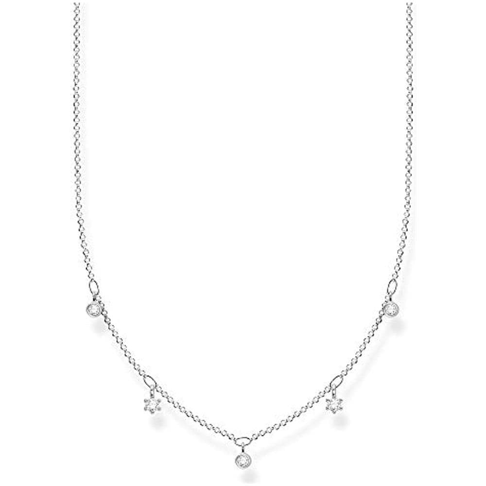 , Collana Da Donna In Argento Sterling 925, Con Pietre Bianche, Lunghezza 40-45 Cm (1)  - Foto 1