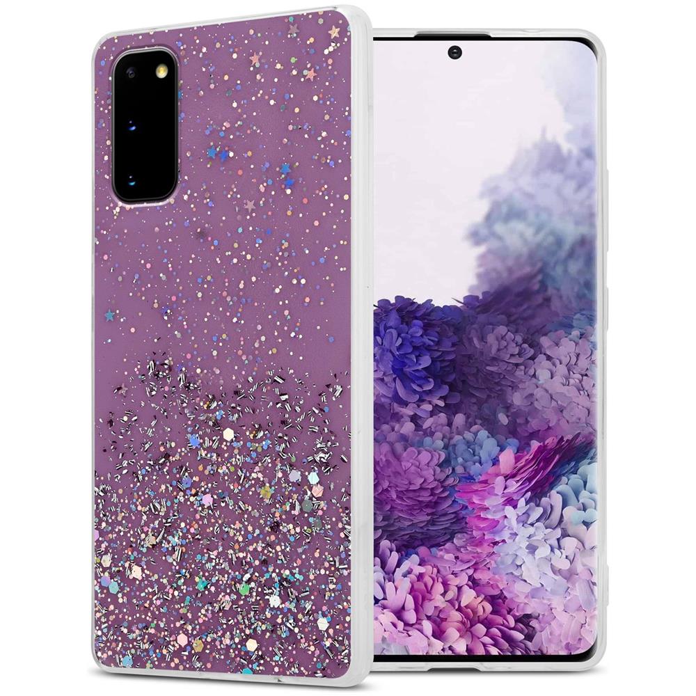 Custodia Compatibile Con Samsung Galaxy S20 In Viola Con Glitter - Coperchio Protettivo In Silicone Tpu Flessibile Con Glitter Scintillanti - Foto 1