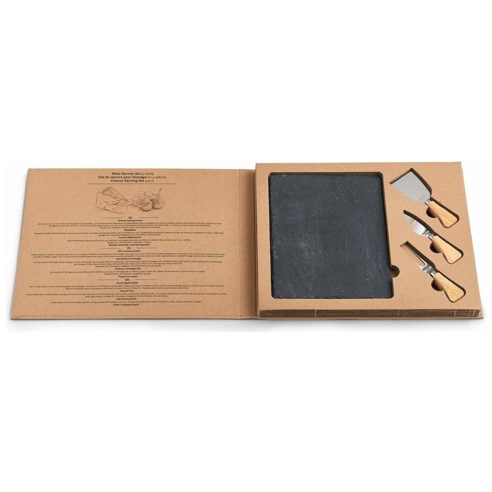 Kit Originale Per Servire Formaggio, 4 Pezzi, 3 Posate Per Formaggio, Tavola Di Ardesia, Forchetta Formaggio, Marca Zeller - Foto 4