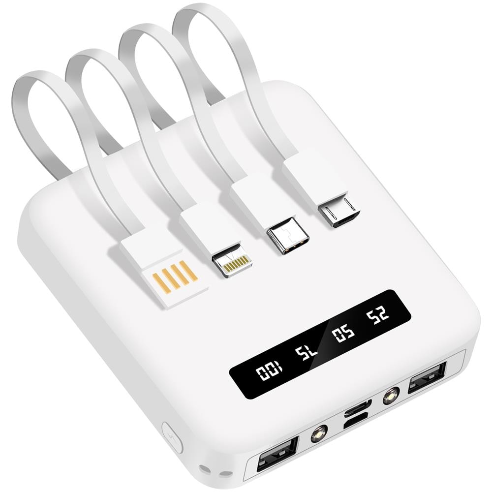 Batteria Esterna Smartphone E Tablet, Cavi Usb-c / Micro-usb / Lightning, Bianco - Foto 1