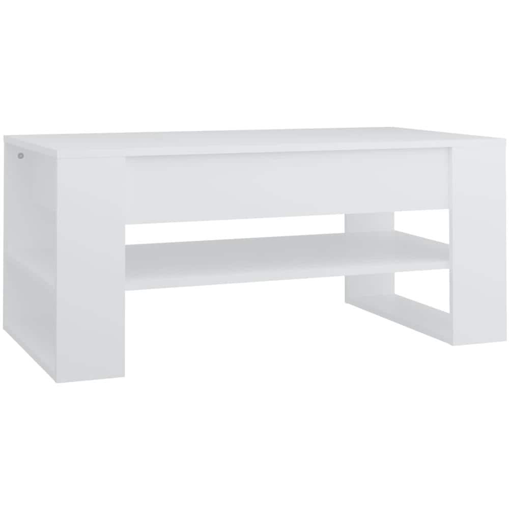 Tavolino Da Salotto Bianco 102x55x45 Cm Legno Multistrato - Foto 1
