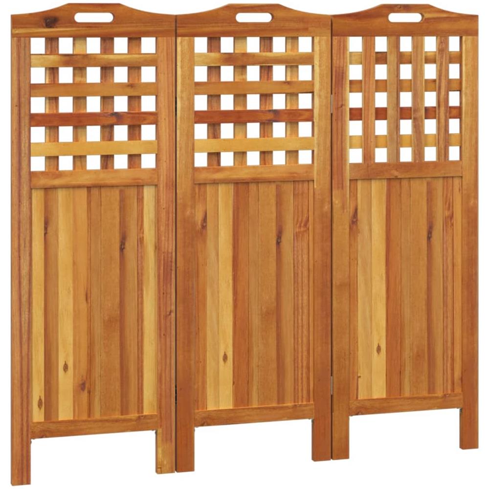 Divisorio A 3 Pannelli 121,5x2x115 Cm Legno Massello Di Acacia - Foto 2