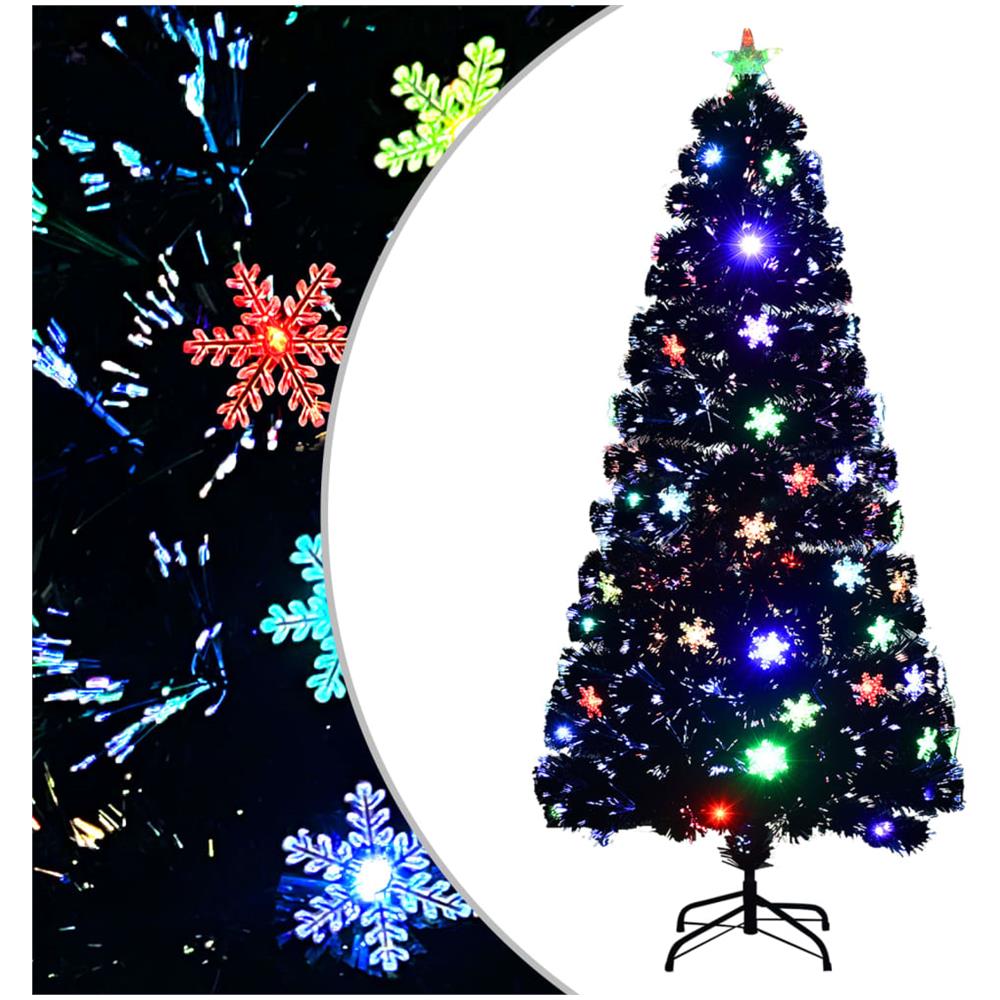 Albero Natale Con Fiocchi Di Neve A Led Nero 150cm Fibra Ottica - Foto 1