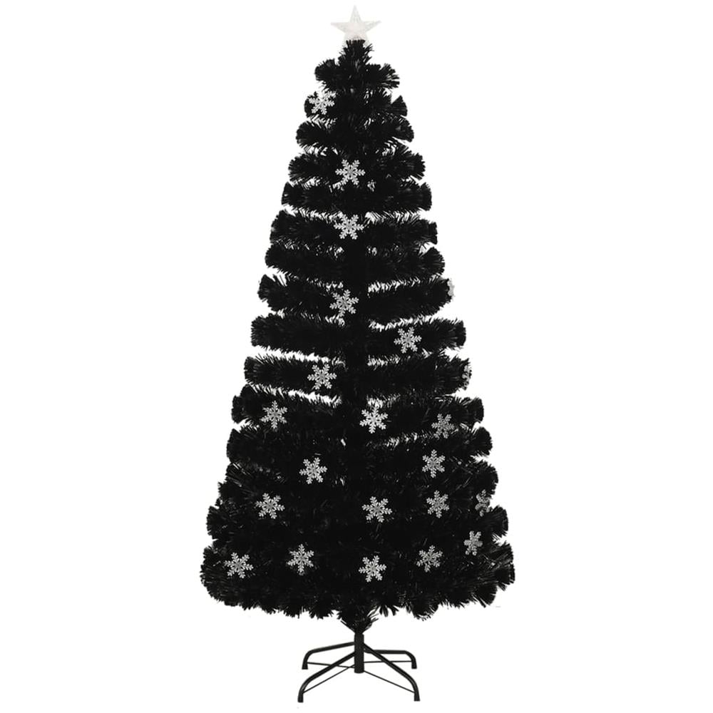 Albero Natale Con Fiocchi Di Neve A Led Nero 150cm Fibra Ottica - Foto 2