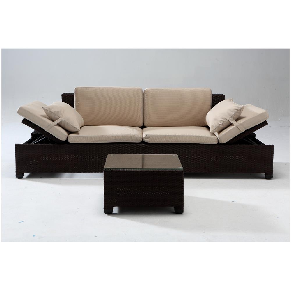 Salotto Da Giardino In Resina Intrecciata Ecru/cioccolato Corfou - Foto 2