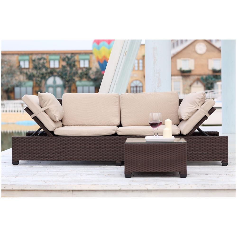 Salotto Da Giardino In Resina Intrecciata Ecru/cioccolato Corfou - Foto 1