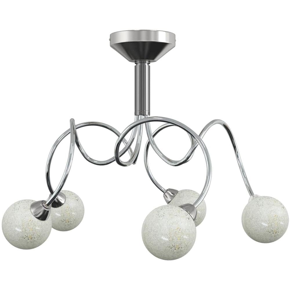 Lampada Soffitto Con Paralumi Tondi In Vetro Per 5 Luci Led G9 - Foto 2