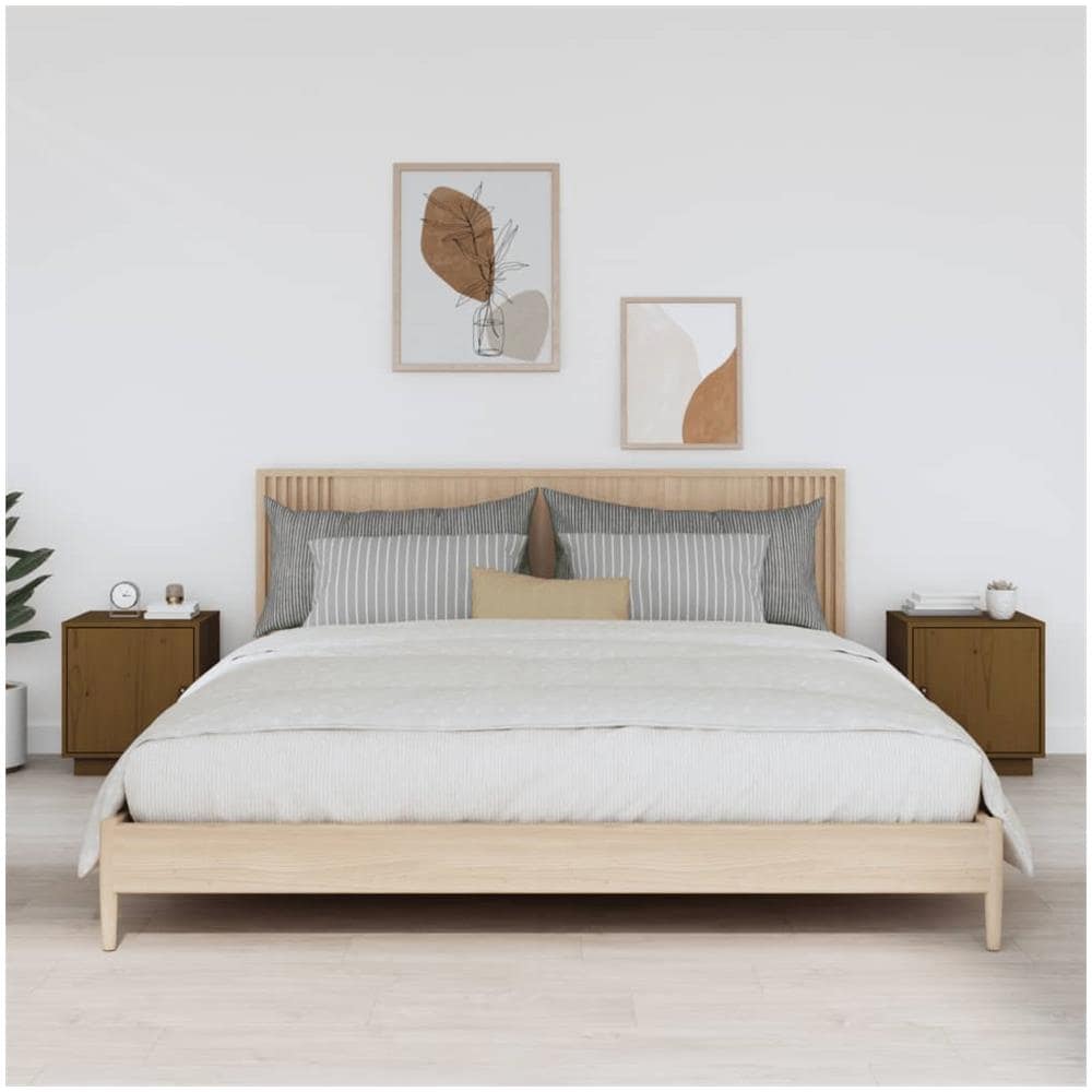 Comodini 2 Pz Miele 40x34x45 Cm In Legno Massello Di Pino - Foto 1