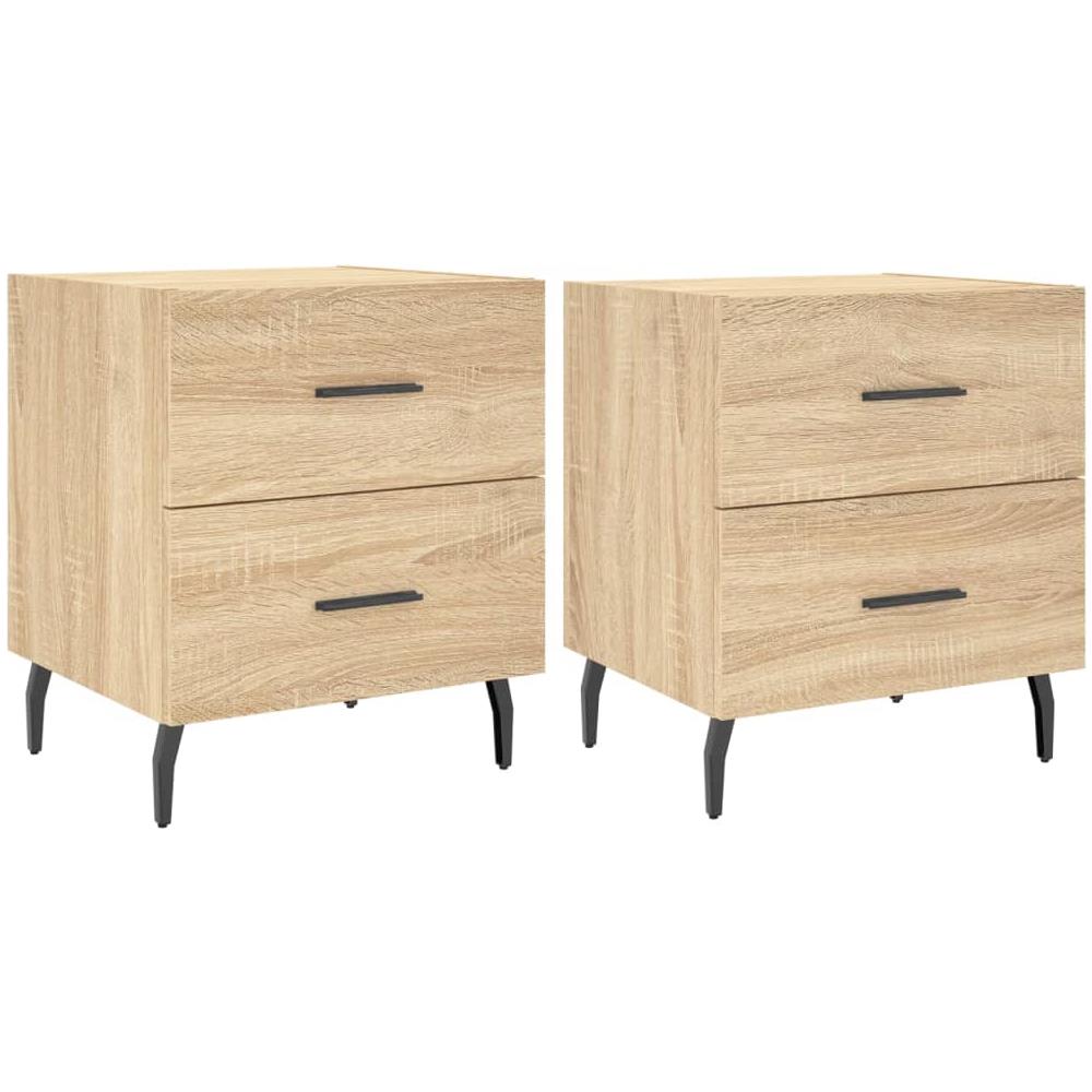 Comodini 2 Pz Rovere Sonoma 40x35x47,5 Cm In Legno Multistrato - Foto 2