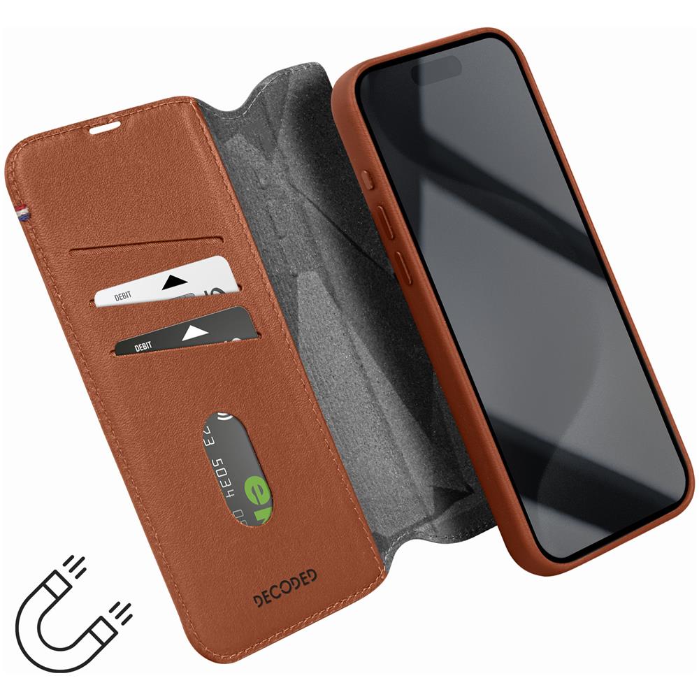 Custodia In Pelle Per Iphone 15 Pro Cover Staccabile Portafoglio Clay - Foto 5
