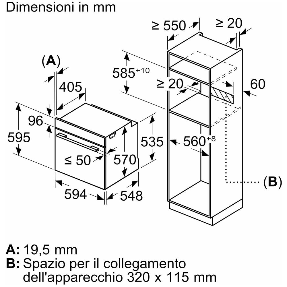 Forno Elettrico da Incasso Serie 6 HRA3380S1 Capacità 71 L Multifunzione Ventilato Cottura Vapore Potenza 3600 W Colore Acciaio Inox - Foto 9