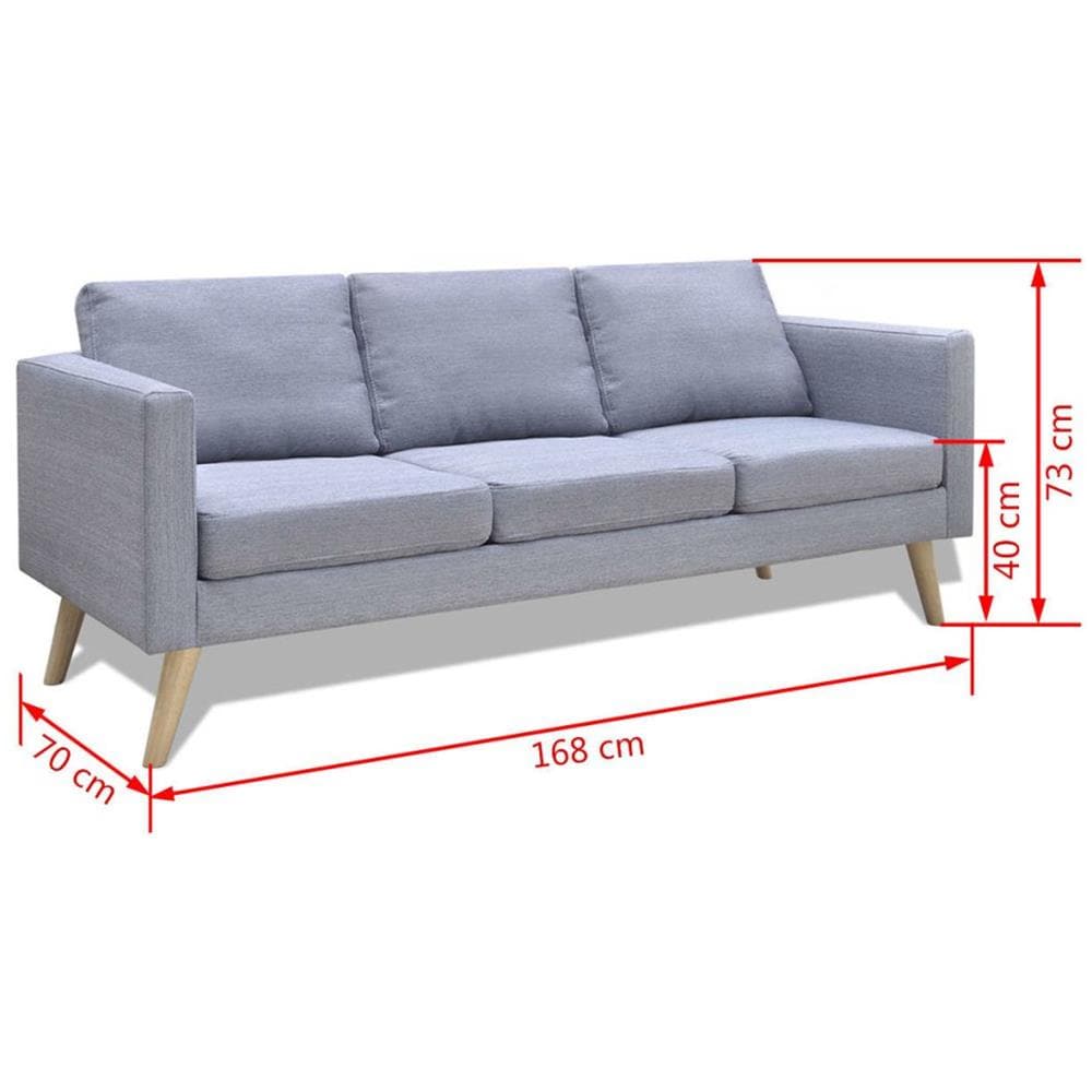 Divano a 3 Posti in Tessuto Grigio Chiaro - Foto 10