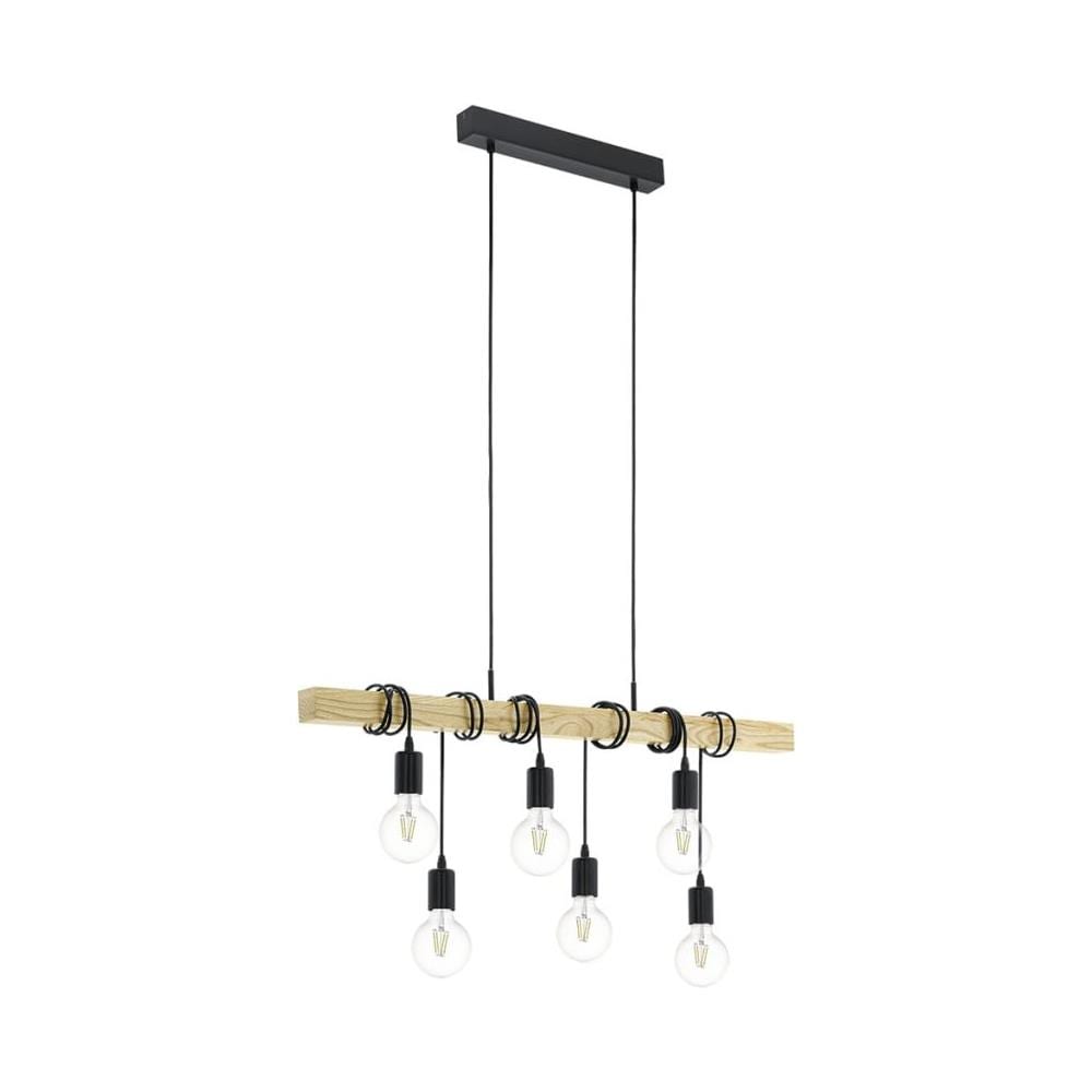 Lampada A Sospensione Townshend 6x60 W Nero E Marrone 95499 - Foto 1