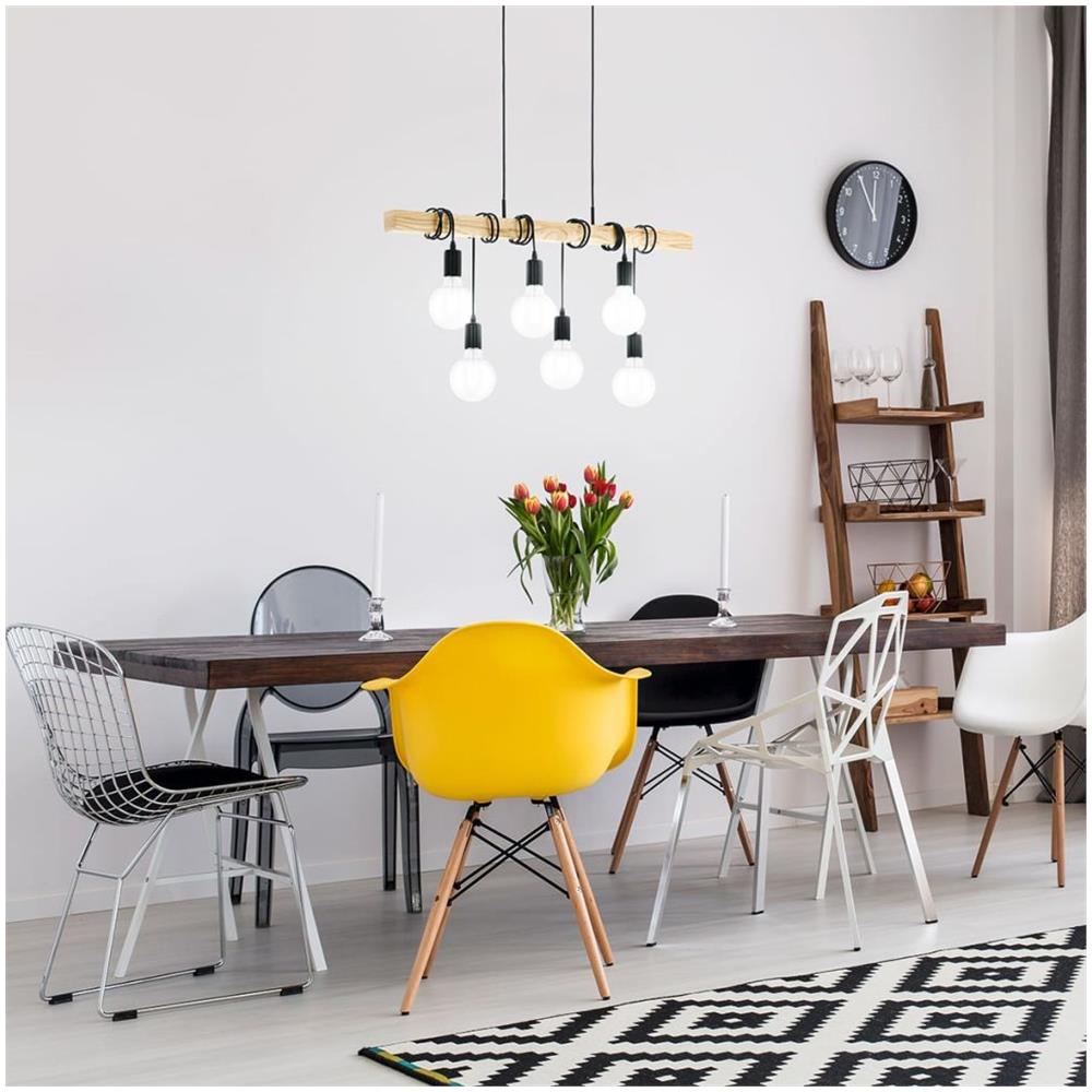 Lampada A Sospensione Townshend 6x60 W Nero E Marrone 95499 - Foto 2