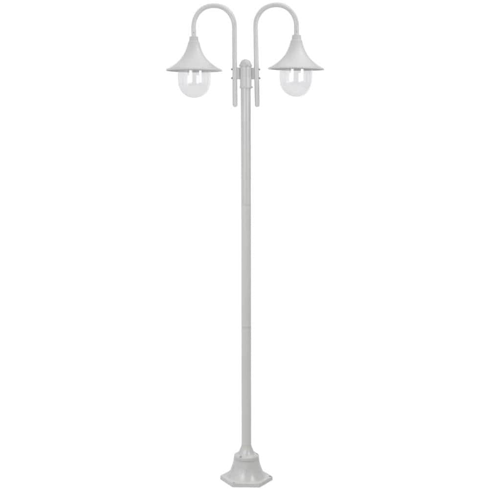 Lampione Da Giardino E27 220 Cm Alluminio 2 Lampade Bianco - Foto 1