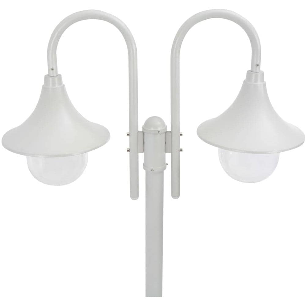 Lampione Da Giardino E27 220 Cm Alluminio 2 Lampade Bianco - Foto 2