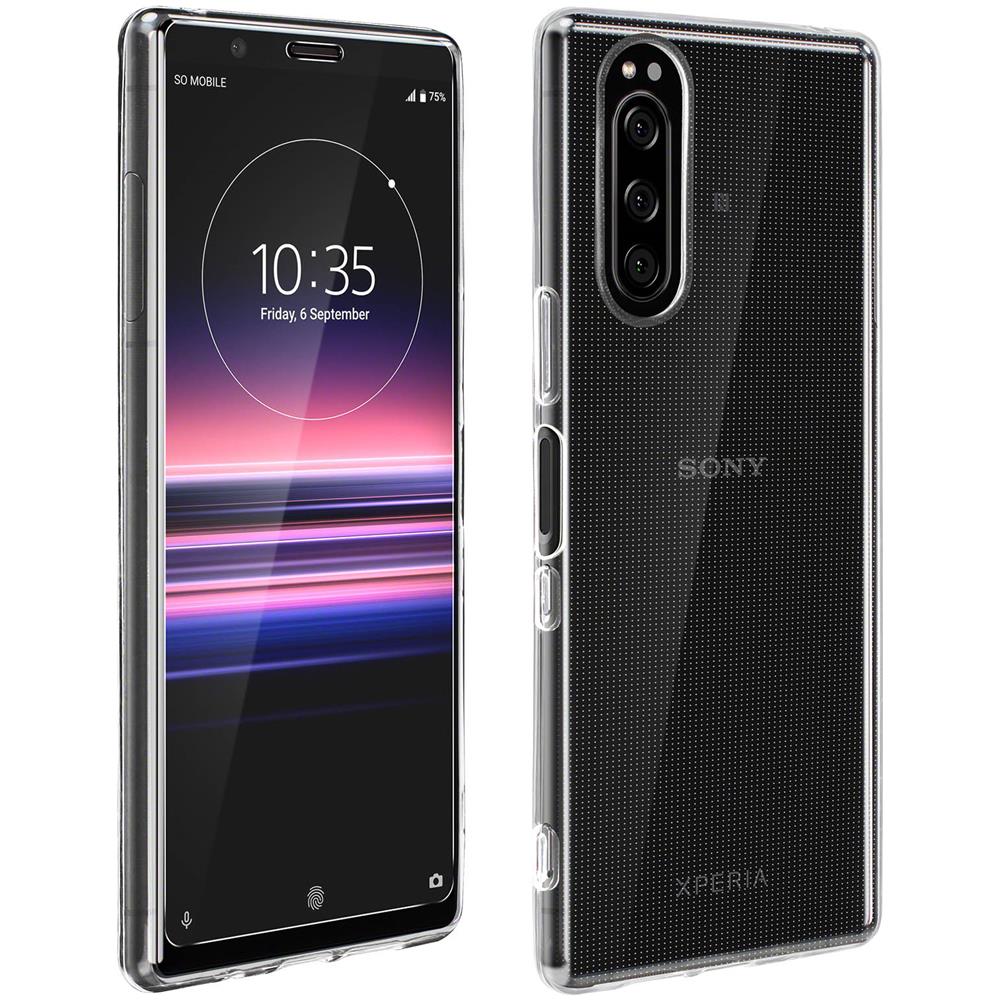 Cover Sony Xperia 5 Silicone Morbida / Pellicola Vetro Temperato 9h Trasparente - Foto 1