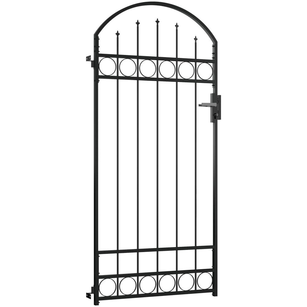 Cancello Per Recinzione Ad Arco In Acciaio 100x200 Cm Nero - Foto 2