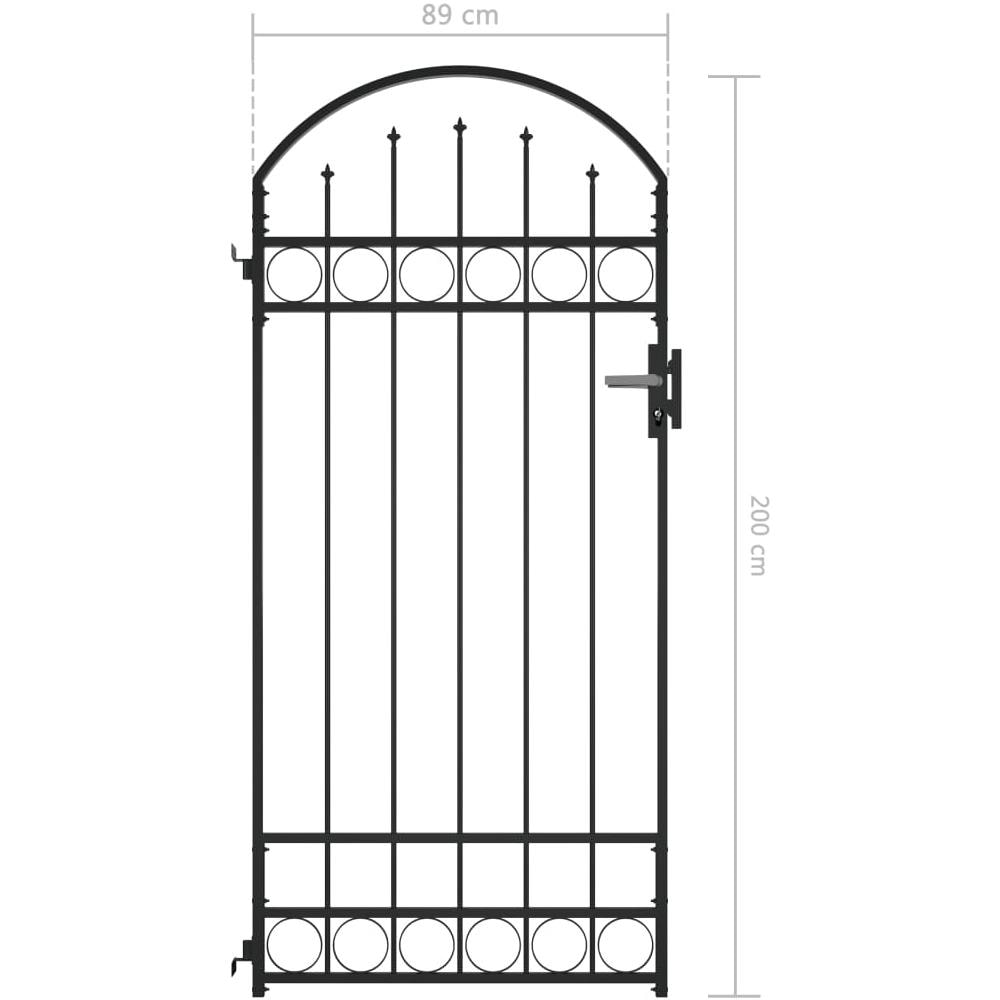 Cancello Per Recinzione Ad Arco In Acciaio 100x200 Cm Nero - Foto 10
